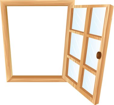Illustration of a single window frame in wood