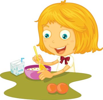 Illustration of child eating at a table