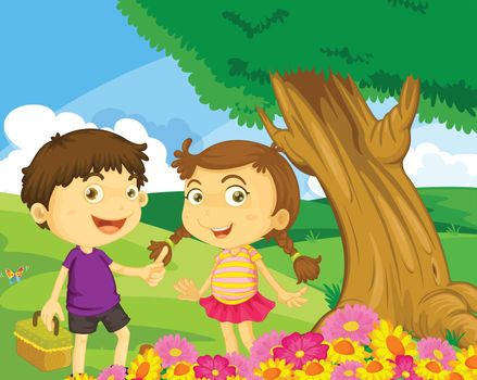 Illustration of kids in the park