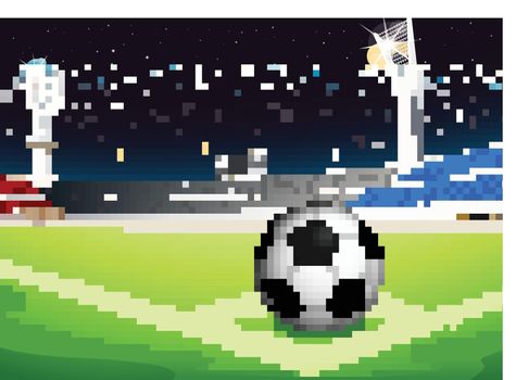 Illustration of a soccer ball in stadium