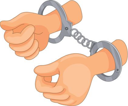 Illustration of hand cuffs with hands
