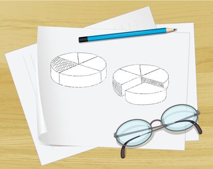 Office notes on paper with glasses