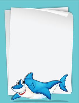 Illustration of shark swimming with paper