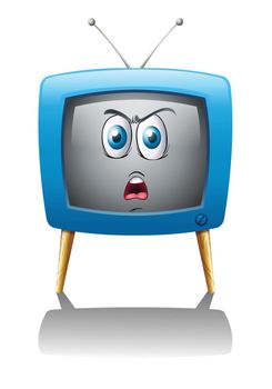 illustration of a Television with face on a white background