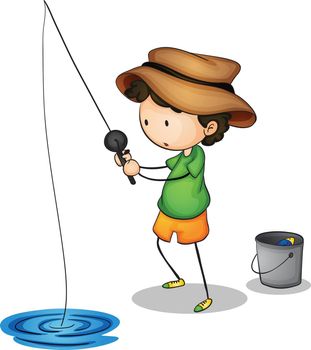 Illustration of a young fisherman