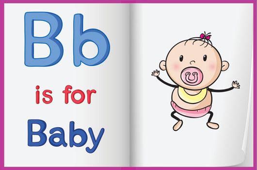illustration of a baby on a book page