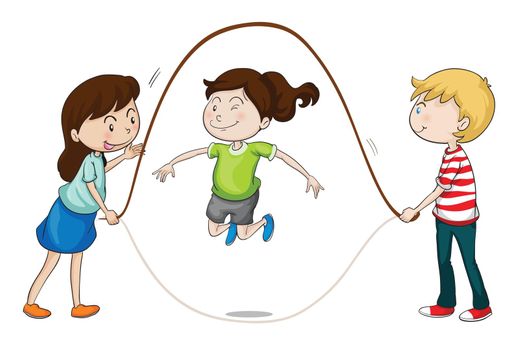 illustration of a kids playing on a white background