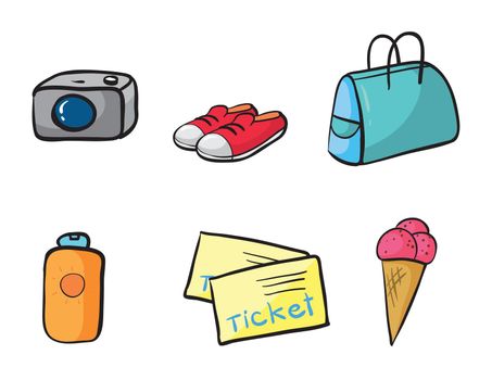 illustration of various holiday objects on a white background