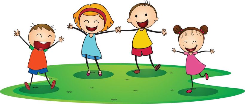 illustration of a kids playing happily outside