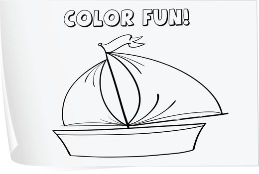 Illustration of a colouring worksheet (boat)