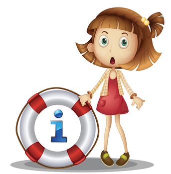 illustration of a girl with information symbol