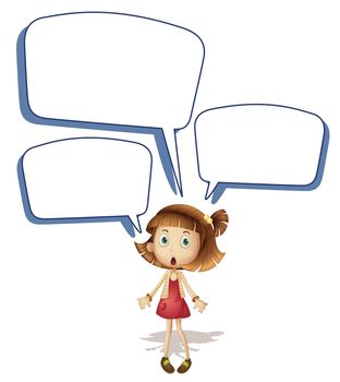 illustration of a girls and call out on a white background