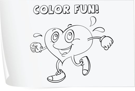 Illustration of a colouring worksheet (heart)