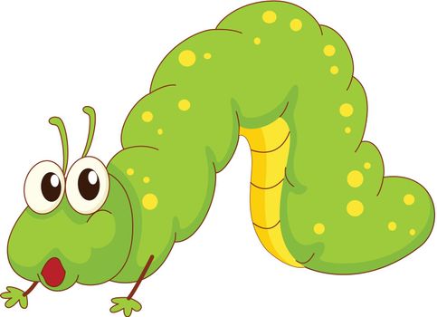 Illustration of a green caterpillar cartoon