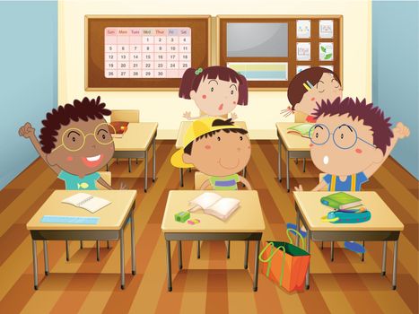 Illustration of kids in classroom