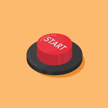 Red Start button. vector illustration