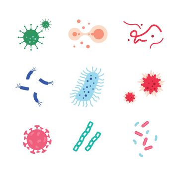 Virus and bacteria icons. Vector illustration