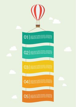 Hot air balloon with banner infographic. vector illustration