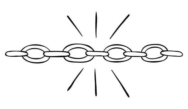 Cartoon vector illustration of strong solid chain. Black outlined and white colored.