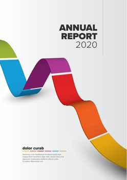 Vector abstract annual report cover template with sample text and some curved graph profile - abstract front page for any document