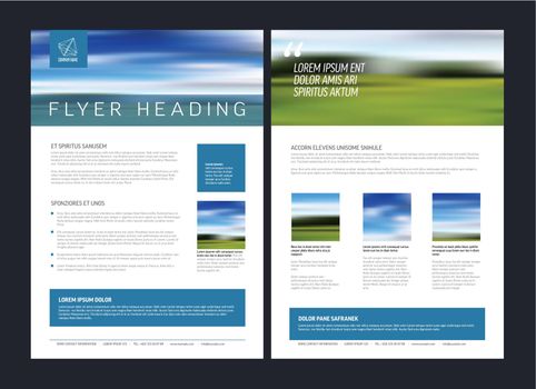 Modern business corporate brochure flyer design vector template with photo and sample content. Front and back side template flyer for print in a4 size. Layout with sample content