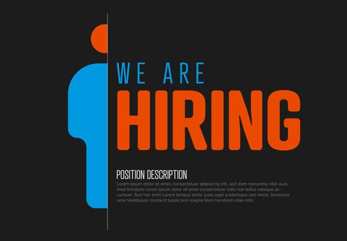 We are hiring minimalistic flyer template - looking for new members of our team hiring a new member colleages to our company organization team. Hiring flyer banner advertisement