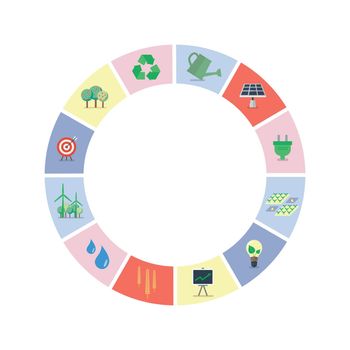 Set of sustainable icons in circle shape. Vector illustration