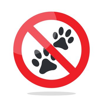 No animal sign. Prohibited sign for no dog or no animal Vector illustration