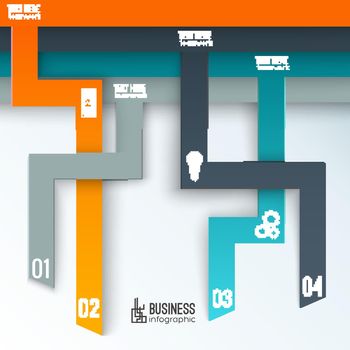 Teamwork business infographics with numbered tabs white icons and place for text on light background vector illustration