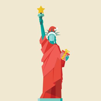 Santa Statue of liberty. Vector illustration
