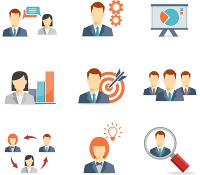 Business people for Web and Mobile App Flat icons  on white background
