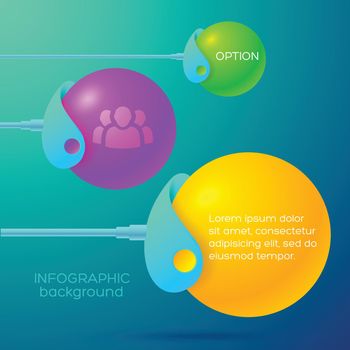 Business infographic design concept with abstract supports holding colorful balls on light background vector illustration
