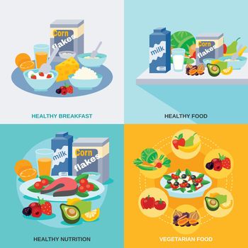 Healthy food design concept set with vegetarian nutrition icons isolated vector illustration