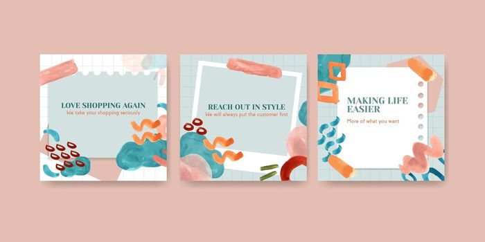 Advertise template with shopping design for brochure and leaflet watercolor illustration