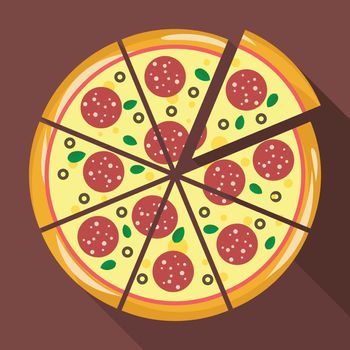 Pizza in flat style. Vector illustration