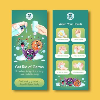 Hand sanitizer flyer template design with protect and safety about Coronavirus and bateria