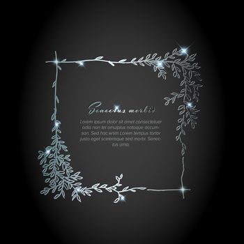 Silver flower square frame illustration template made from various flowers - funeral card template