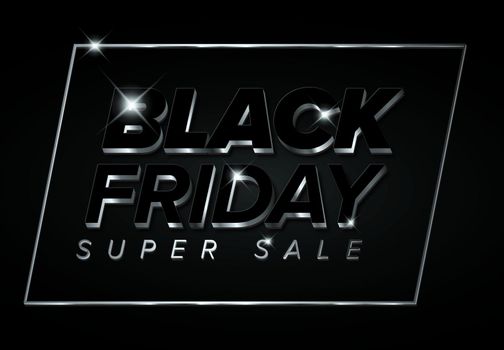 Vector black friday sale flyer made from big letters and lines - dark version