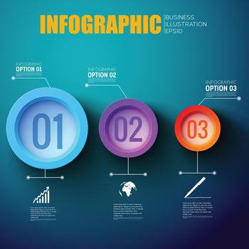 Network step by step infographic layout with three colorful option marking tags flat vector illustration
