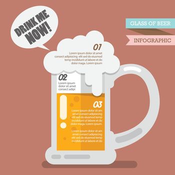 Glass of beer infographic. Flat style vector illustration