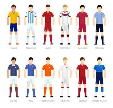 Soccer team or Football team players on white background