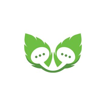 speech bubble leaf concept  logo icon vector template