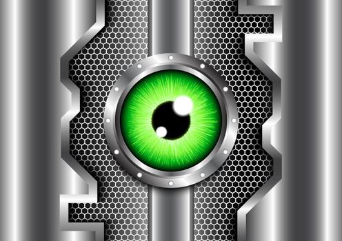 Green eye safety and security mechanism of technology futuristic digital concept .Abstract background