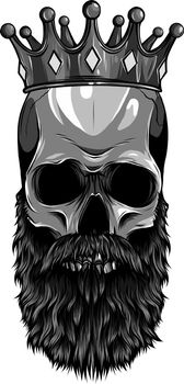 illustration of king skull with beard