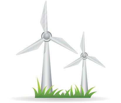Wind turbine icon in color. renewable energy environment