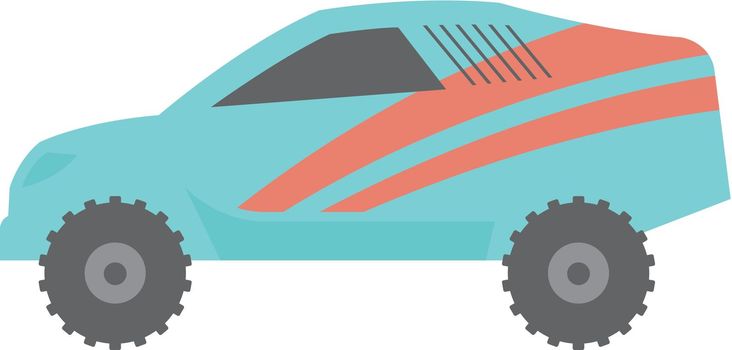 Rally car icon in flat color style. Race championship competition fast track road