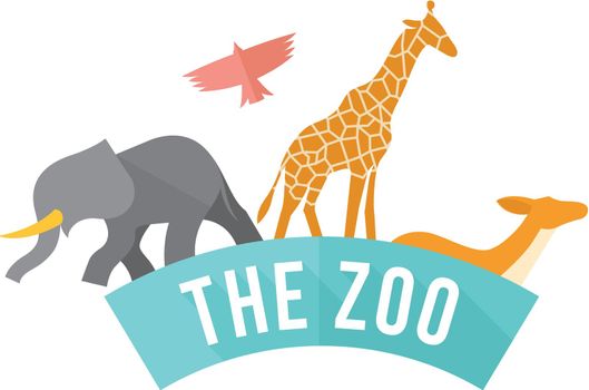 Zoo gate icon in flat color style. Animal jungle park safari