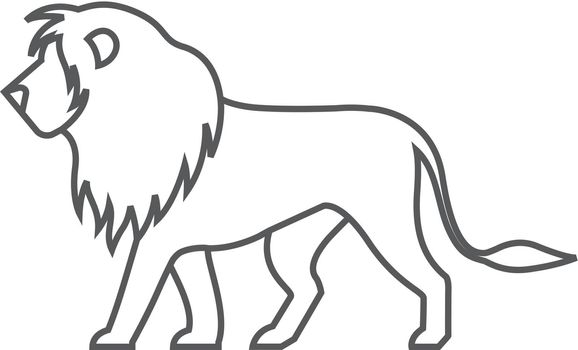 Lion icon in thin outline style. Silhouette logo mammal carnivore jungle zoo safari