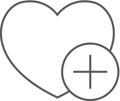 Favorite icon in thin outline style. Internet symbol like plus heart shape