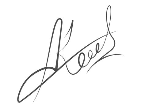 Abstract hand-drawn calligraphic autograph. Custom manual signature for documents. Flat Style